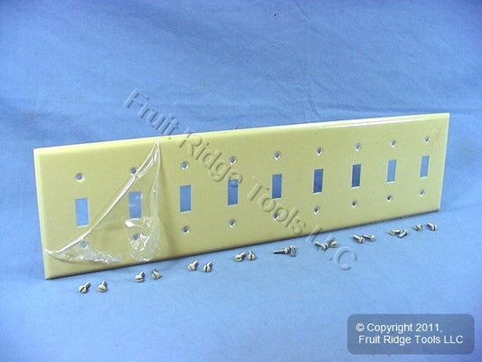 Leviton S603-I Ivory 9-Gang Toggle Switch Painted Metal Standard Wallplate Cover