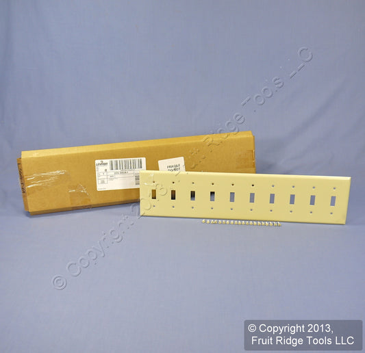 Leviton S604-I Ivory 10-Gang Toggle Switch Painted Metal Standard Size Wallplate