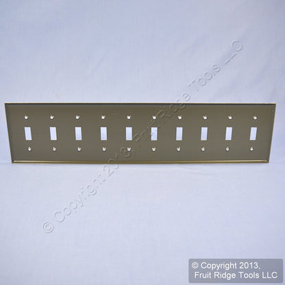 Leviton S604-I Ivory 10-Gang Toggle Switch Painted Metal Standard Size Wallplate