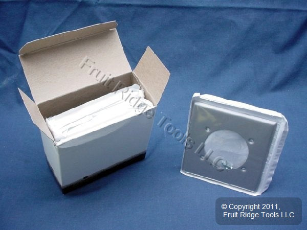 Leviton S701-GY Gray 2-Gang Steel Power Outlet 2.465" Hole Wallplate Cover 10pcs