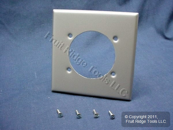 Leviton S701-GY Gray 2-Gang Steel Power Outlet 2.465" Hole Wallplate Cover 10pcs
