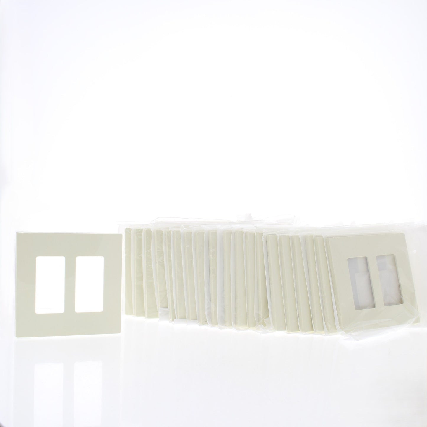 Leviton SJ262-SA Almond 2-Gang Midway Decora Screwless GFCI Wallplates 20-Pack