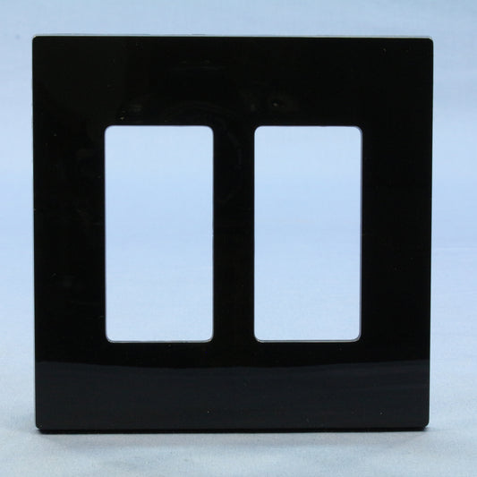 Leviton SJ262-SE Black 2-Gang Decora Unbreakable Nylon Midway Screwless Cover