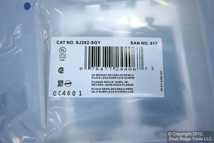Leviton SJ262-SGY Gray 2-Gang Decora Unbreakable Nylon Midway Screwless Cover