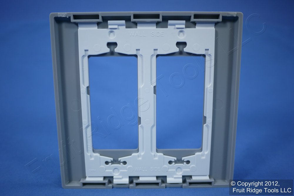 Leviton SJ262-SGY Gray 2-Gang Decora Unbreakable Nylon Midway Screwless Cover