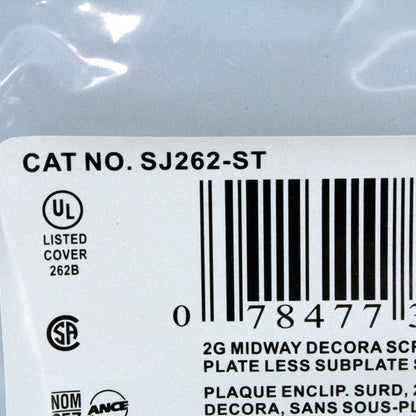 Leviton SJ262-ST Light Almond 2-Gang Decora Unbreakable Midway Screwless Cover