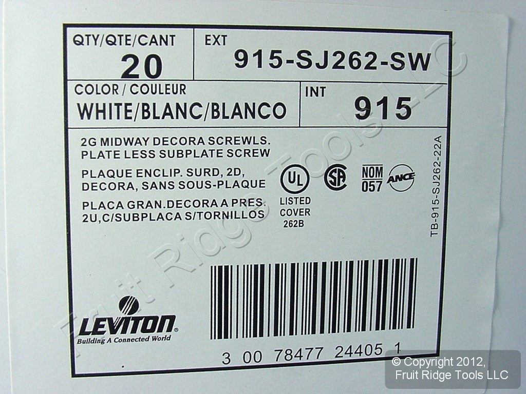 Leviton SJ262-SW White 2-Gang Midway Decora Screwless Wallplate Cover Gfci 20pcs