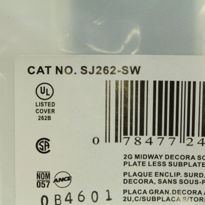 Leviton White 2-Gang Midway Decora Screwless Wallplate Cover Gfci Gfi SJ262-SW