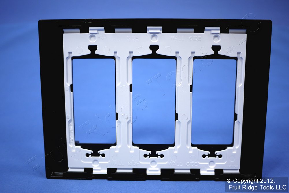 Leviton SJ263-SE Black 3-Gang Decora Unbreakable Nylon Midway Screwless Cover