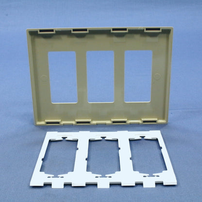 Leviton SJ263-SI Ivory 3-Gang Decora Unbreakable Nylon Midway Screwless Cover