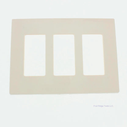Leviton SJ263-ST Light Almond 3-Gang Decora Unbreakable Midway Screwless Cover