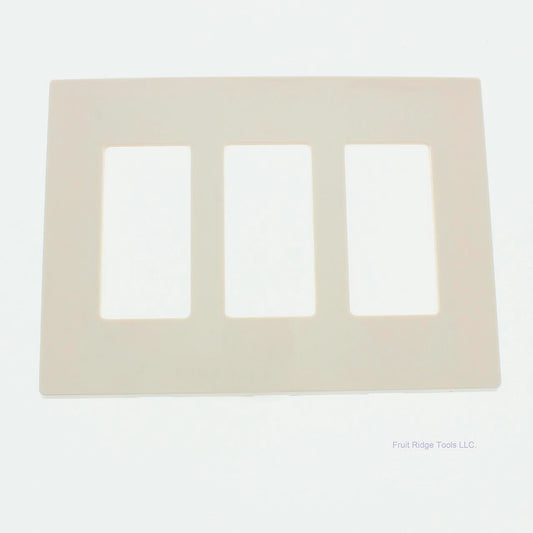 Leviton SJ263-ST Light Almond 3-Gang Decora Unbreakable Midway Screwless Cover