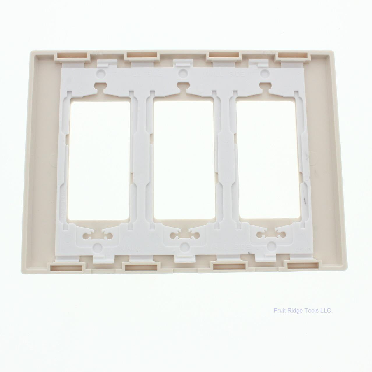 Leviton SJ263-ST Light Almond 3-Gang Decora Unbreakable Midway Screwless Cover
