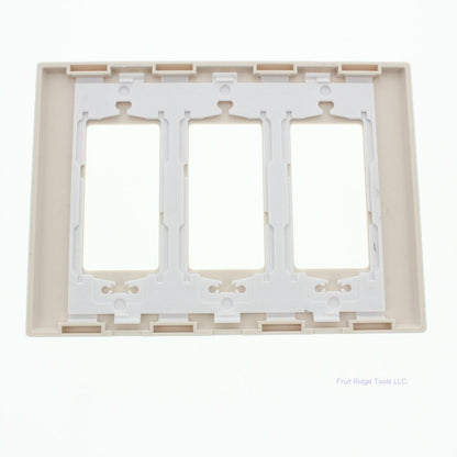 Leviton SJ263-ST Light Almond 3-Gang Decora Unbreakable Midway Screwless Cover