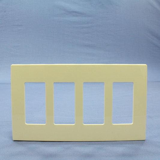 Leviton SJ264-SA Almond 4-Gang 4-Decora Unbreakable Nylon Midway Screwless Cover