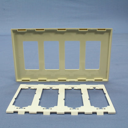 Leviton SJ264-SA Almond 4-Gang 4-Decora Unbreakable Nylon Midway Screwless Cover