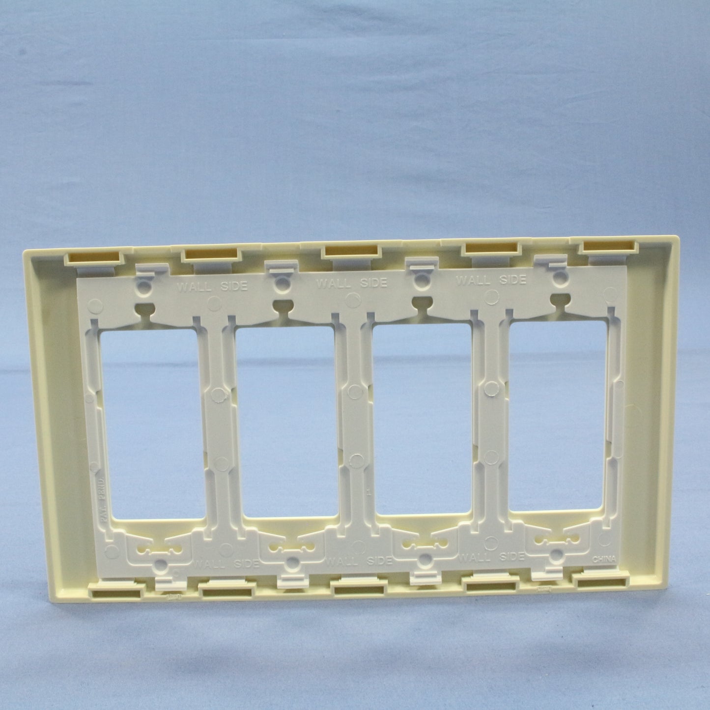 Leviton SJ264-SA Almond 4-Gang 4-Decora Unbreakable Nylon Midway Screwless Cover