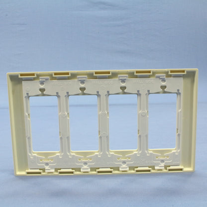 Leviton SJ264-SA Almond 4-Gang 4-Decora Unbreakable Nylon Midway Screwless Cover