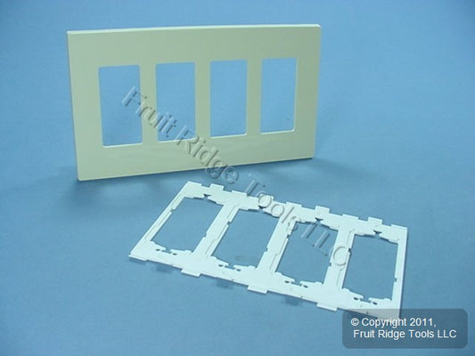Leviton SJ264-SI Ivory 4-Gang 4-Decora Unbreakable Nylon Midway Screwless Cover