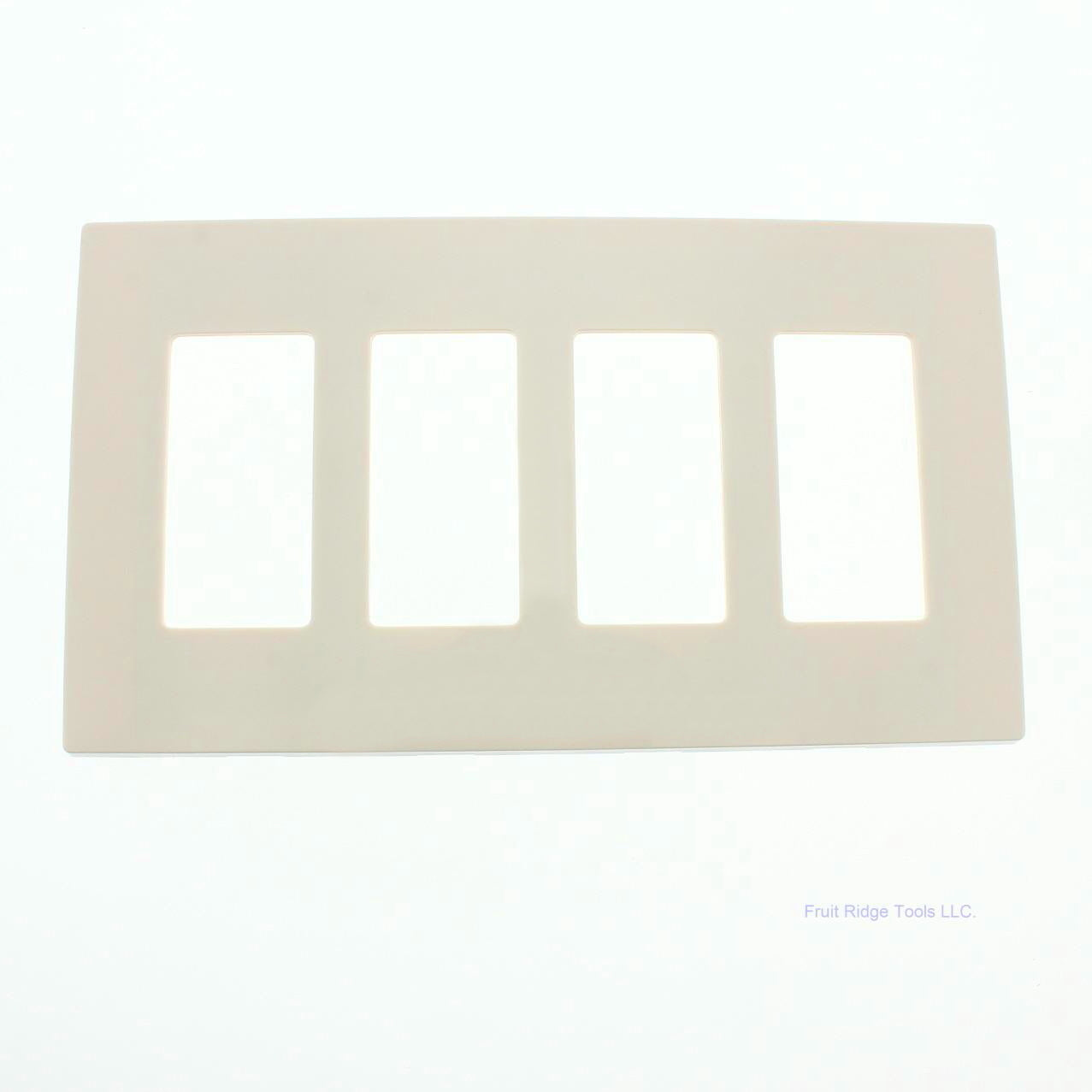 Leviton SJ264-ST Light Almond 4-Gang Unbreakable 4-Decora Midway Screwless Cover