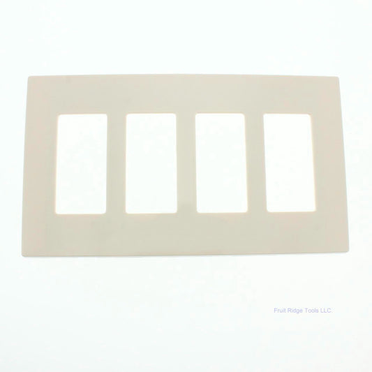 Leviton SJ264-ST Light Almond 4-Gang Unbreakable 4-Decora Midway Screwless Cover