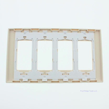 Leviton SJ264-ST Light Almond 4-Gang Unbreakable 4-Decora Midway Screwless Cover