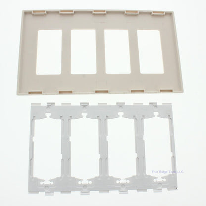 Leviton SJ264-ST Light Almond 4-Gang Unbreakable 4-Decora Midway Screwless Cover