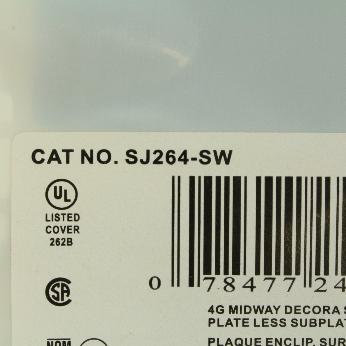 Leviton SJ264-SW White 4-Gang 4-Decora Unbreakable Nylon Midway Screwless Cover