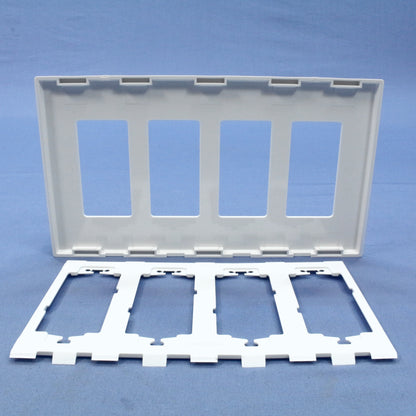 Leviton SJ264-SW White 4-Gang 4-Decora Unbreakable Nylon Midway Screwless Cover
