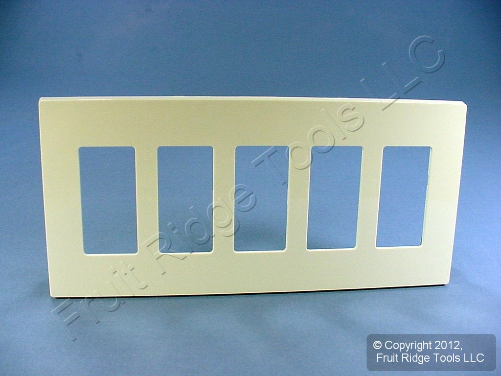 Leviton SJ265-SA Almond 5-Gang Decora Unbreakable Nylon Midway Screwless Cover
