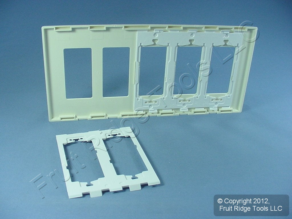Leviton SJ265-SA Almond 5-Gang Decora Unbreakable Nylon Midway Screwless Cover
