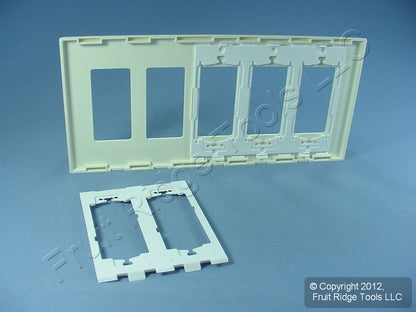 Leviton SJ265-SA Almond 5-Gang Decora Unbreakable Nylon Midway Screwless Cover