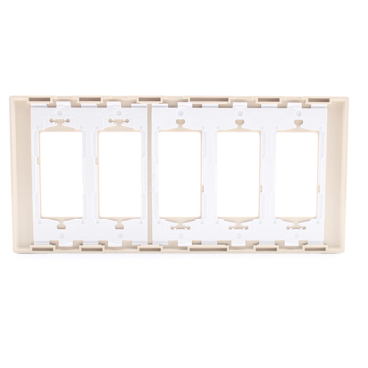 Leviton SJ265-SI Ivory 5-Gang Decora Unbreakable Nylon Midway Screwless Cover