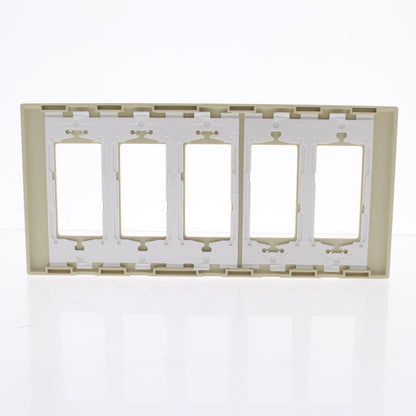 Leviton SJ265-SI Ivory 5-Gang Decora Unbreakable Nylon Midway Screwless Cover