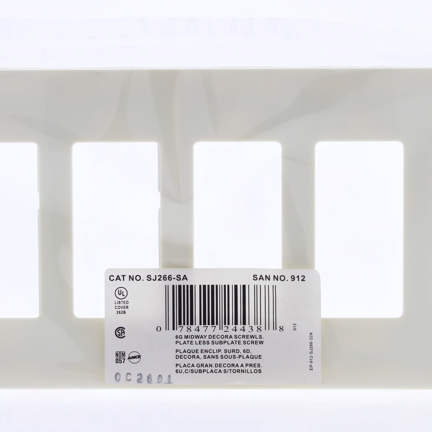 Leviton SJ266-SA Almond 6-Gang Decora GFCI GFI Midway Screwless Cover Plate