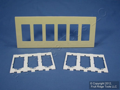 Leviton SJ266-SI Ivory 6-Gang Decora Unbreakable Nylon Midway Screwless Cover
