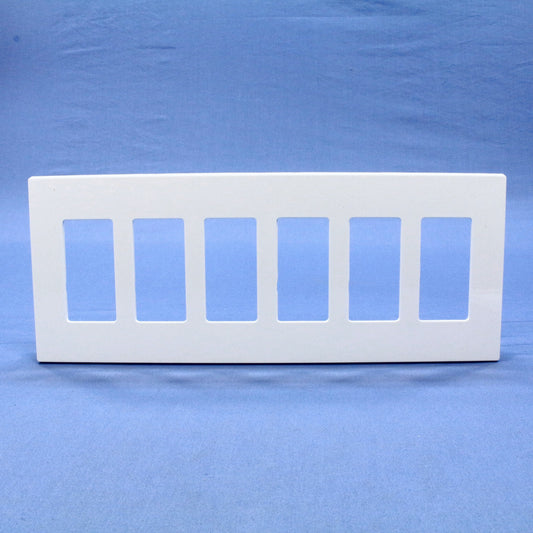 Leviton SJ266-SW White 6-Gang Decora Unbreakable Nylon Midway Screwless Cover