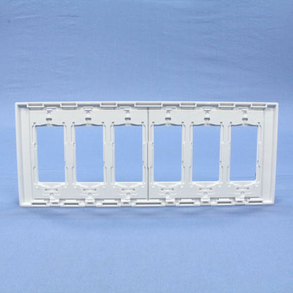 Leviton SJ266-SW White 6-Gang Decora Unbreakable Nylon Midway Screwless Cover