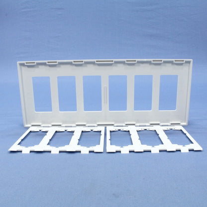 Leviton SJ266-SW White 6-Gang Decora Unbreakable Nylon Midway Screwless Cover