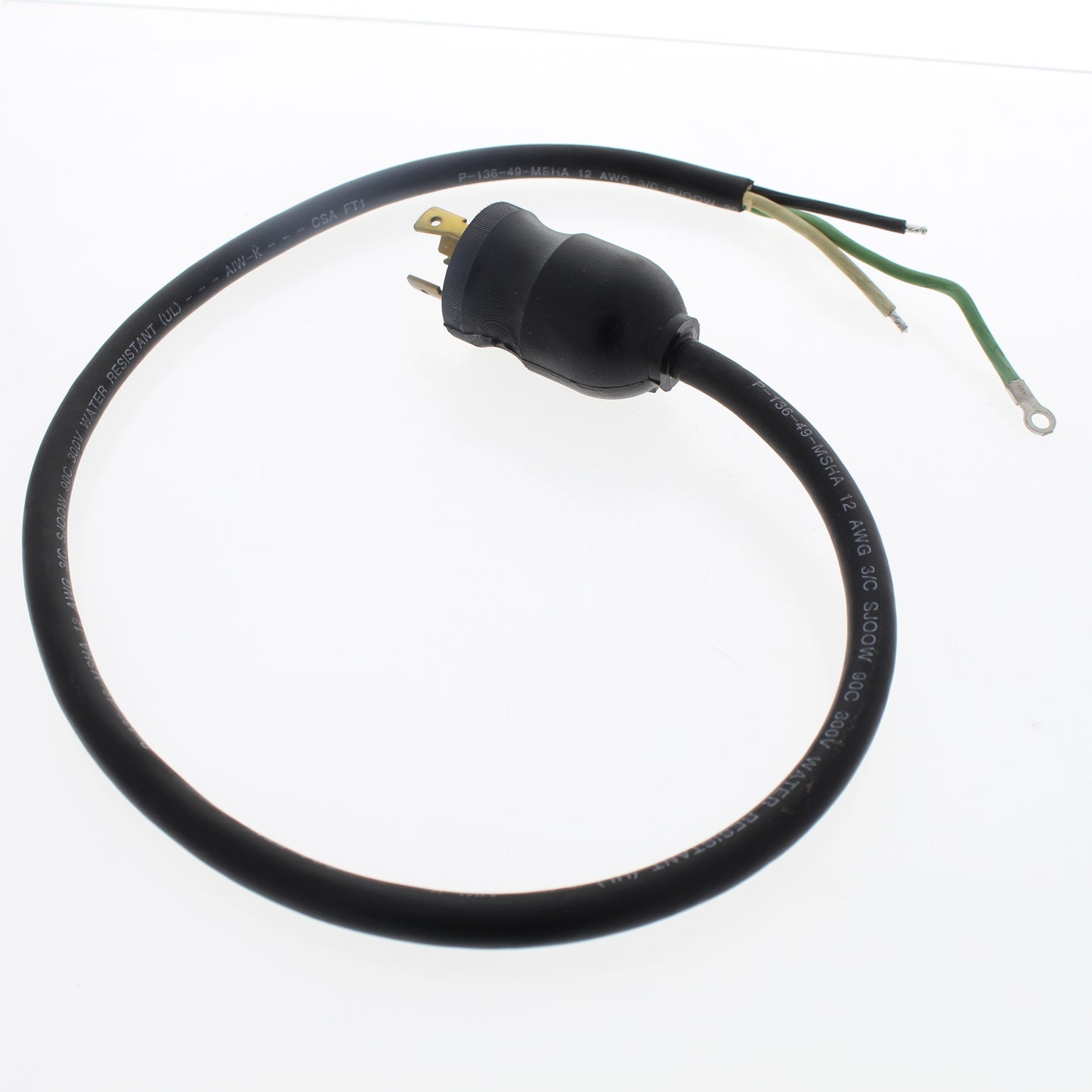 Leviton- Black 2Ft 12/3 SJOOW Wire with LOCKING NEMA L5-20P Plug On End