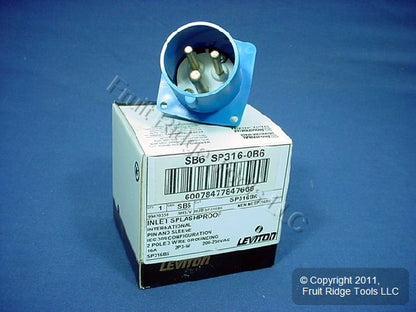 Leviton Pin & Sleeve Splashproof Inlet Plug 16A 250V SP316B6