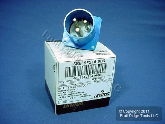 Leviton Pin & Sleeve Splashproof Inlet Plug 16A 250V SP316B6