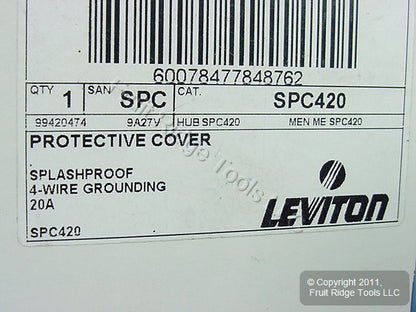 Leviton Splashproof Pin & Sleeve Inlet Cover Cap 20A 4-Wire SPC420