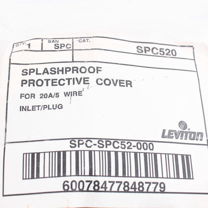 Leviton SPC520 Splashproof Pin & Sleeve Inlet Cover Cap 20A 5-Wire