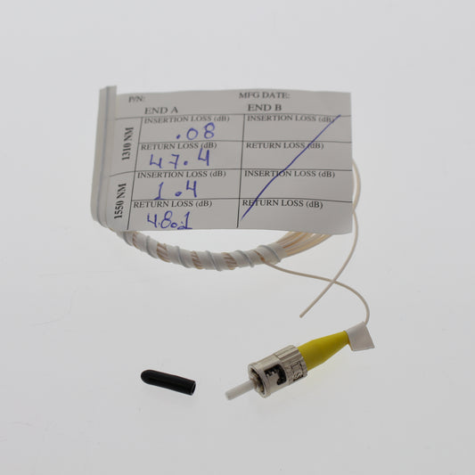 Leviton White w/ Yellow Ends Singlemode SPC Polish ST Pigtail 3Meters