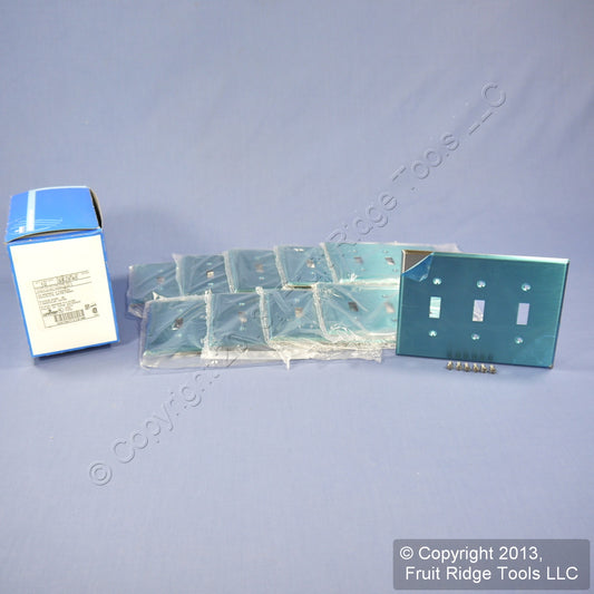 10 Leviton Non-Mag Stainless Steel Midway 3-Gang Switch Cover Wallplates SSJ3-40