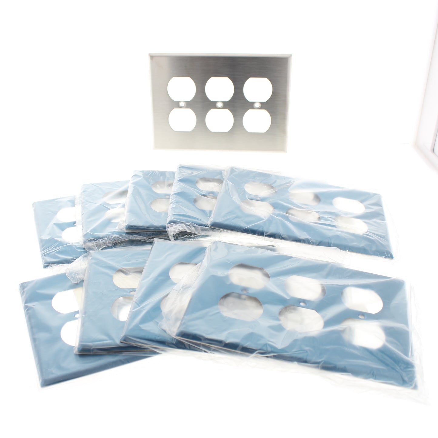 10 Leviton Non-Mag Stainless Steel Midway 3-Gang Receptacle Wallplates SSJ83-40
