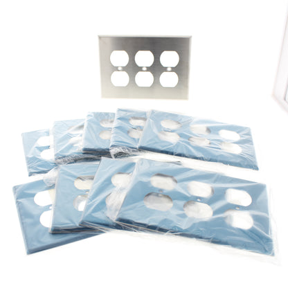 10 Leviton Non-Mag Stainless Steel Midway 3-Gang Receptacle Wallplates SSJ83-40