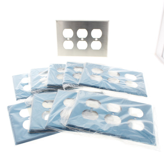10 Leviton Non-Mag Stainless Steel Midway 3-Gang Receptacle Wallplates SSJ83-40