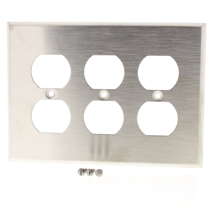 10 Leviton Non-Mag Stainless Steel Midway 3-Gang Receptacle Wallplates SSJ83-40